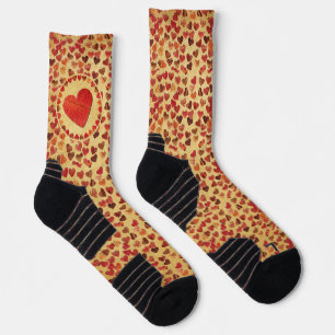 Autumn Leaf Hearts On Old Paper Socks