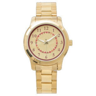 Autumn Leaf Hearts On Old Paper Watch