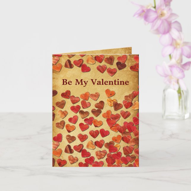 Autumn Leaf Hearts - Valentine Card (Orchid)
