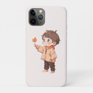 Autumn leaf held by a cute little boy Case-Mate iPhone case