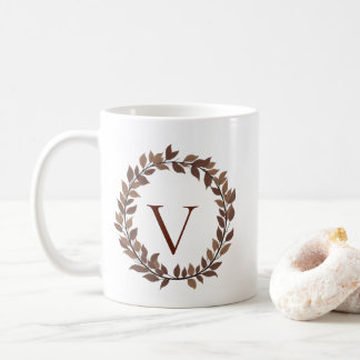Autumn Leaf Monogram Initial Name Fall Design Coffee Mug