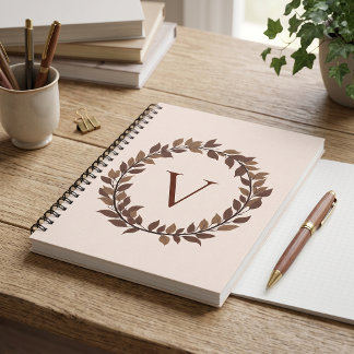 Autumn Leaf Monogram Initial Name Fall Design Notebook