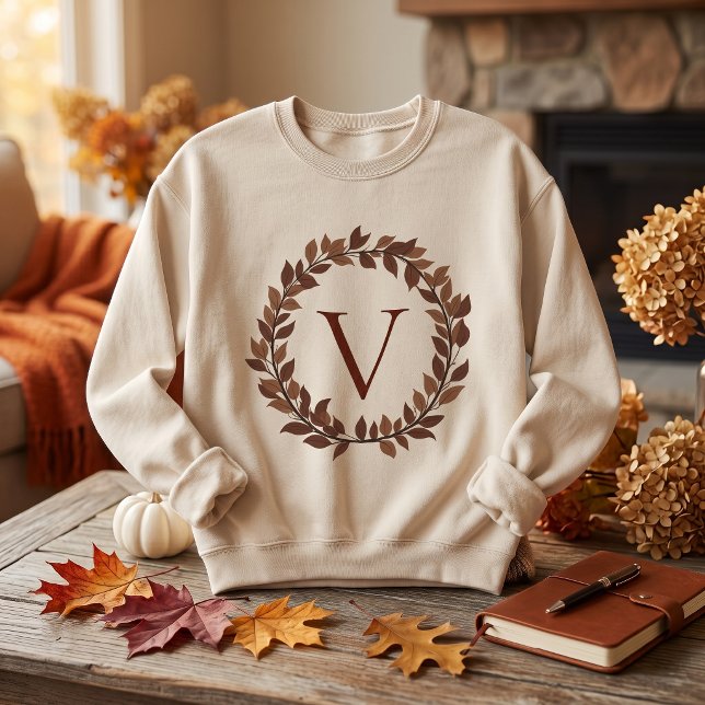 Autumn Leaf Monogram Initial Name Fall Design Sweatshirt (Autumn Leaf Monogram Initial Name Fall Design Tote Bag
)