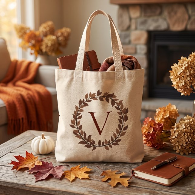 Autumn Leaf Monogram Initial Name Fall Design Tote Bag (Autumn Leaf Monogram Initial Name Fall Design Tote Bag
)