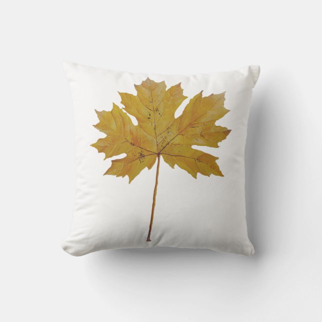 Autumn leaf orange brown Watercolor. Cushion (Front)