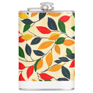 Autumn Leaf Pattern Hip Flask