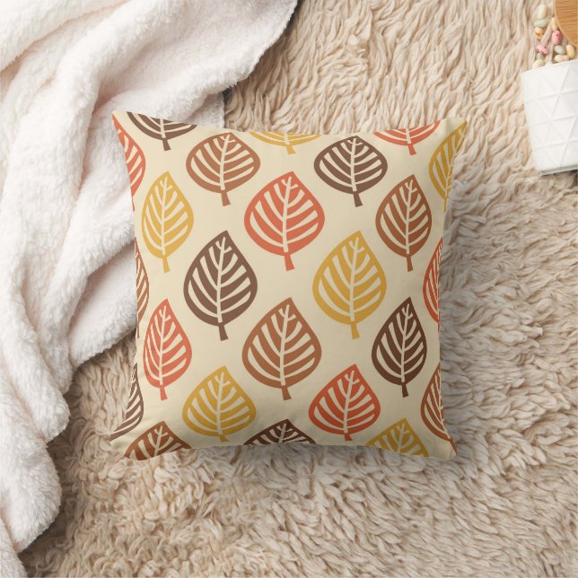 Autumn Leaf Pattern in Fall Colours Cushion (Blanket)