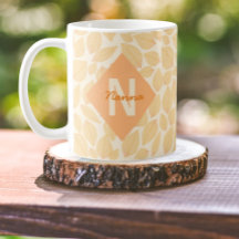 Autumn Leaf Pattern Personal Monogram Name