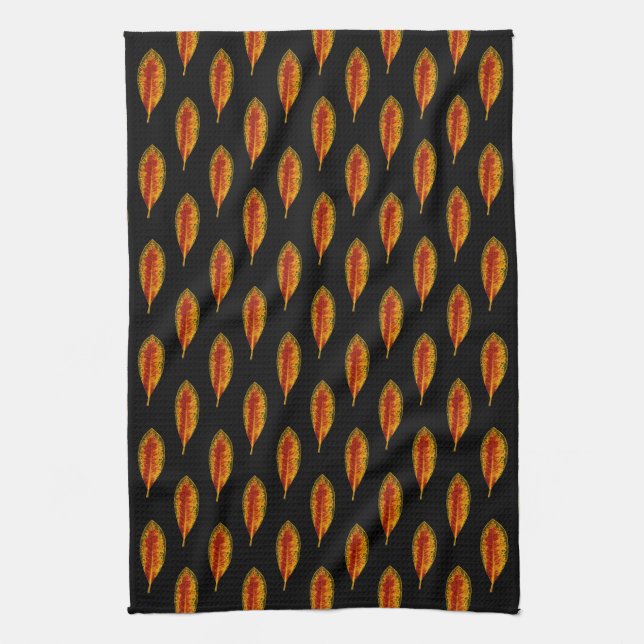 Autumn Leaf Pattern Tea Towel (Vertical)