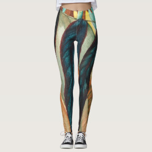 autumn leaf pattern with coloured shapes contempor leggings