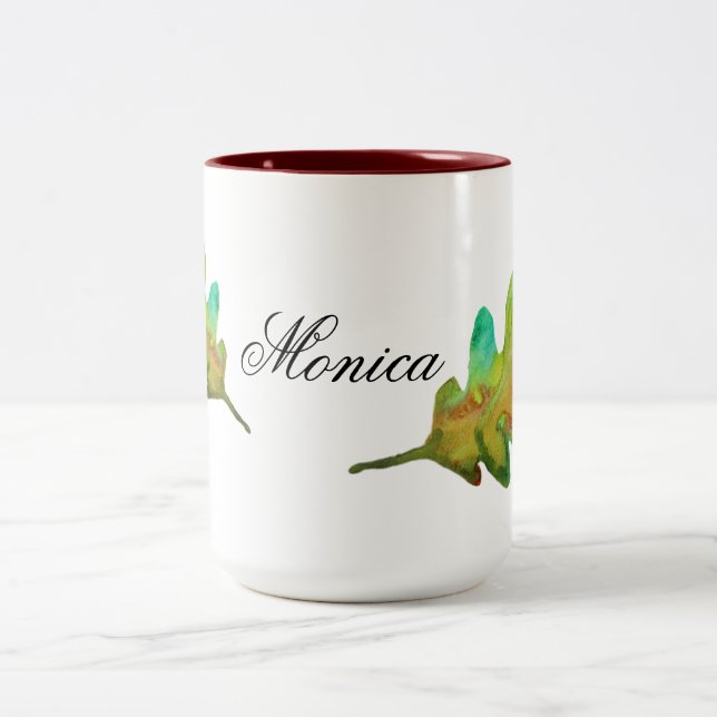 Autumn Leaf Personalized Two-Tone Coffee Mug (Center)