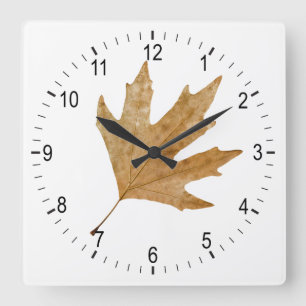 Autumn leaf square wall clock