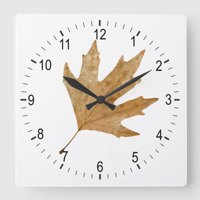 Autumn leaf square wall clock (Front)