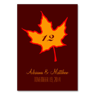 Autumn Leaf Table Number