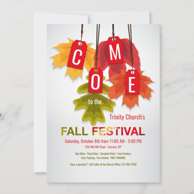 Autumn Leaf Tags Invitation (Front)