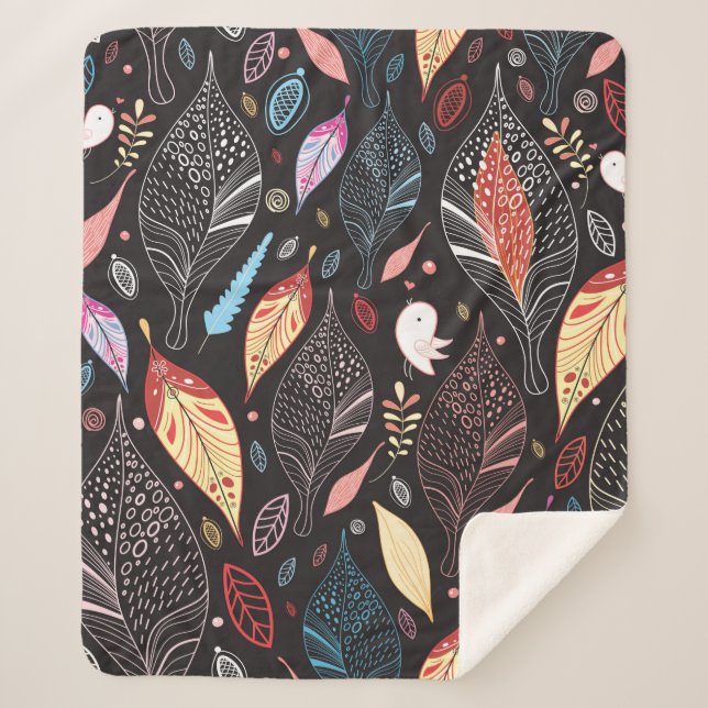 Autumn leaf texture sherpa blanket (Front)