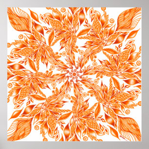 Autumn leaf tunnel mandela canvas print