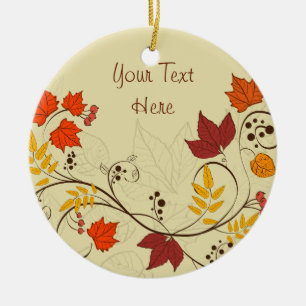 Autumn Leaf Vines with Customisable Text Ceramic Tree Decoration