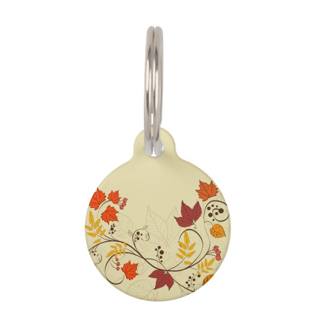 Autumn Leaf Vines with Customisable Text Pet Tag (Front)