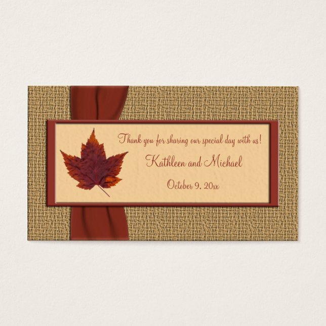 Autumn Leaf Wedding Favour Tag (Front)