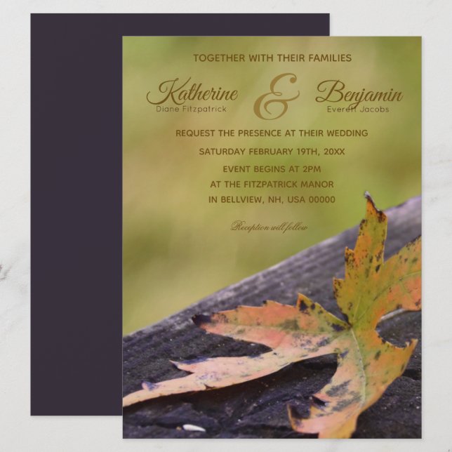 Autumn Leaf Wedding Invitation (Front/Back)