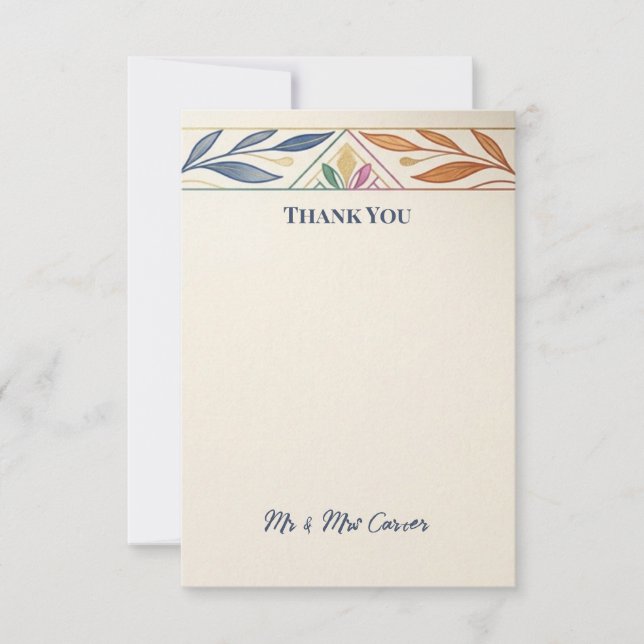 Autumn Leaf Wedding Thank You Card (Front)