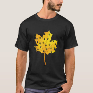 Autumn Leaf With Cat Footprint Fall Leaves Season T-Shirt