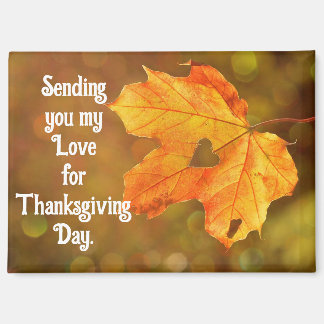 Autumn Leaf With Heart Thanksgiving Magnet