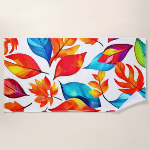 Autumn Leaves Abstract Pattern Beach Towel