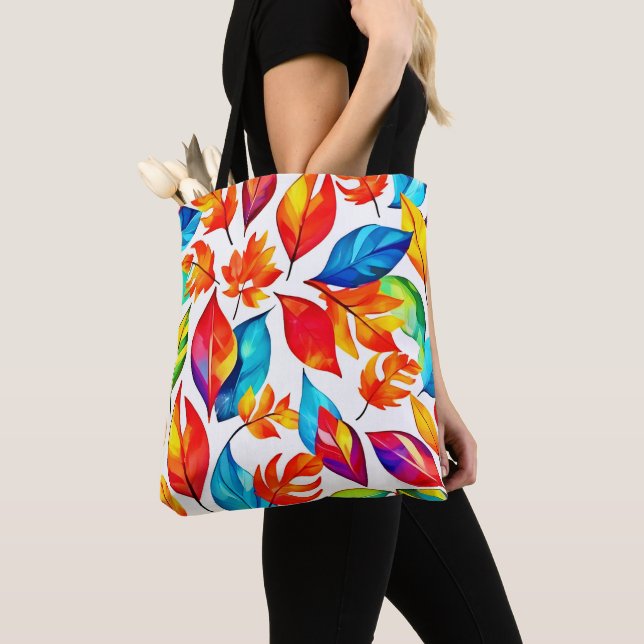 Autumn Leaves Abstract Pattern Tote Bag (Close Up)