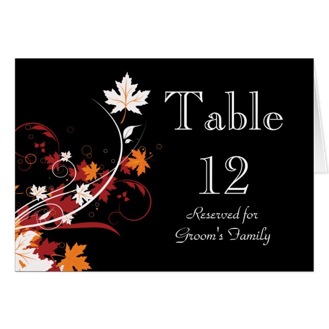 Autumn Leaves Abstract Table Number (Front Horizontal)