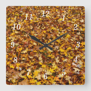 Autumn Leaves Abstract Wall Clock