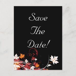 Autumn Leaves Abstract Wedding Save The Date Announcement Postcard