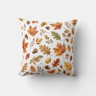 Autumn Leaves Acorn Botanical Fall Nature Cushion