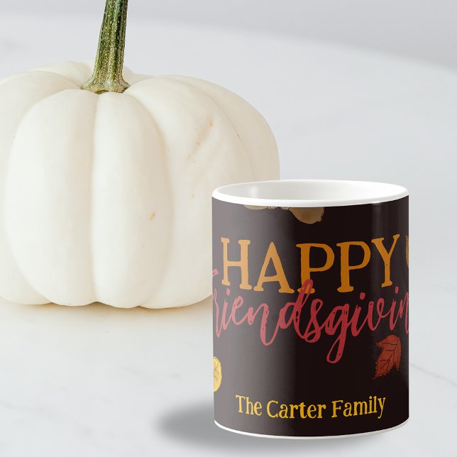 Autumn Leaves Acorns Berries Happy Friendsgiving Coffee Mug (Creator Uploaded)