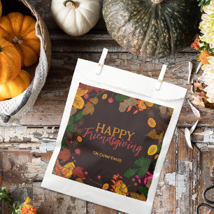 Autumn Leaves Acorns Berries Happy Friendsgiving Favour Bags