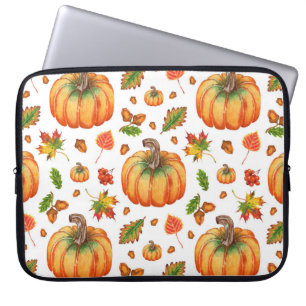 Autumn leaves, acorns: watercolor pattern. laptop sleeve