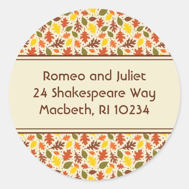 Autumn Leaves Address Label on Cream (Front)