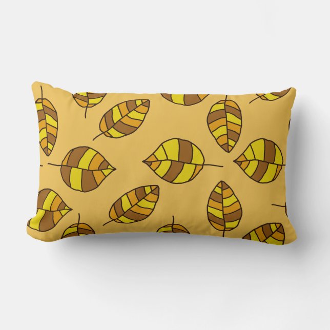 Autumn leaves adjustable yellow leaf pattern lumbar cushion (Front)