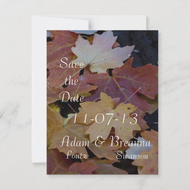 Autumn leaves all around save the date (Front)