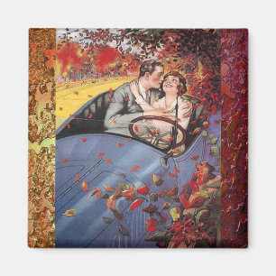 Autumn Leaves and a Convertible Vintage Magnet