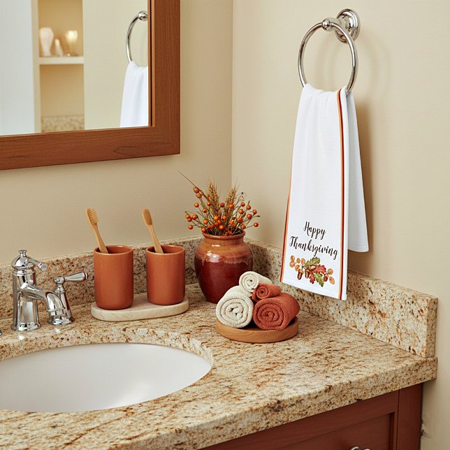 Autumn leaves and acorns custom   hand towel (Creator Uploaded)