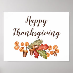 Autumn leaves and acorns custom   poster