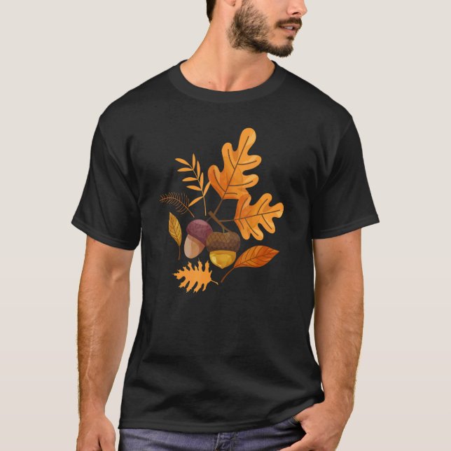 Autumn Leaves And Acorns Fall For Women Thanksgivi T-Shirt (Front)