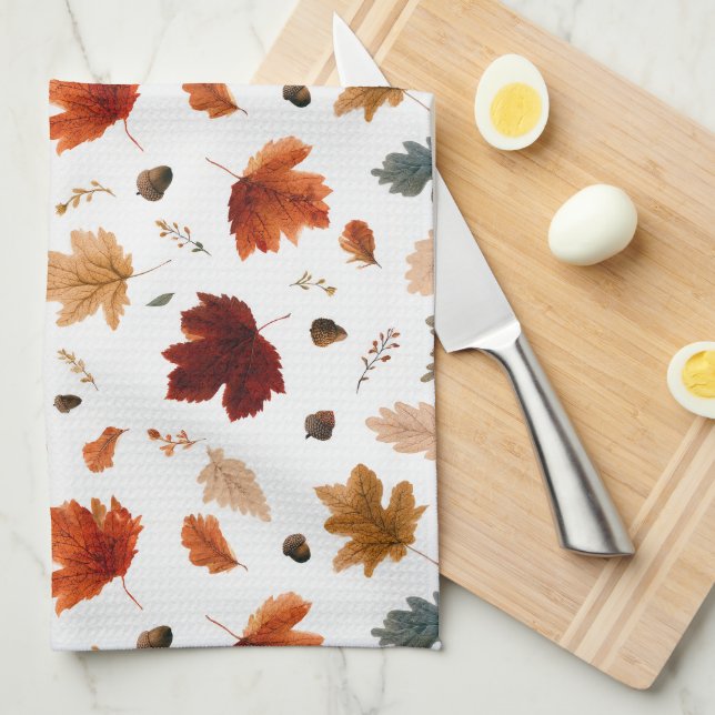 Autumn Leaves and Acorns Kitchen Towel (Quarter Fold)