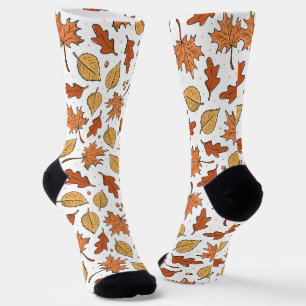 Autumn Leaves and Acorns Pattern Socks