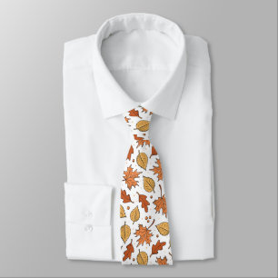 Autumn Leaves and Acorns Pattern Tie