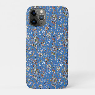 Autumn Leaves And Berries Blue Pattern Case-Mate iPhone Case