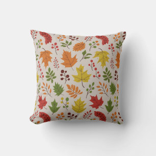 Autumn Leaves and Berries Pattern Cushion