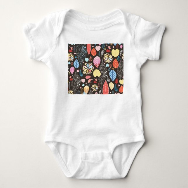 Autumn Leaves and Birds. Baby Bodysuit (Front)
